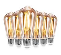 GREAT JACOB Bombilla LED ST64 Edison Vintage. Bombilla Led E27 10W=131W, Bombilla De Filamento Led luz cálida 2200K, No Regulable. Pack 6 Uds