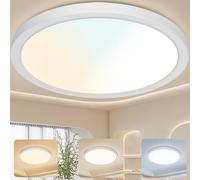 GREAT JACOB Plafon LED Techo 24W， Ø29 cm， 3 Colores 3000K/ 4000K/ 6500K Lampara de Techo LED，Redonda，Ultra Delgado Downlight para Salon， Dormitorio， Cocina， Comedor， Pasillo，Moderna
