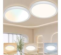 GREAT JACOB Plafon LED Techo 24W, Ø29 cm, 3 Colores 3000K/ 4000K/ 6500K Lampara de Techo LED,Ultra Delgado Downlight para Salon, Dormitorio, Cocina, Comedor, Pasillo,Moderna,2 Unidades