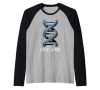 Great Jeans Funny Genes Juego de Palabras ADN Ciencia Helix Biología Humor Camiseta Manga Raglan