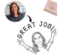 Great Job! Sello para profesor, sello personalizado para profesores, sello Bitmoji, 18 diseños disponibles para elegir, regalo para profesores, sello personalizado, retrato de profesor dibujado a mano