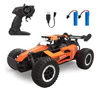 Great-junamt rc coche coche control remoto RC coches 1:16 todoterreno Monster Truck Faros LED, juguete de coche RC 20 km/h regalo para niños niños 3 4 5-12 (Negro) (naranja)