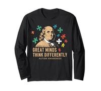 Great Minds Think Differently - Benjamin Franklin Autism Manga Larga