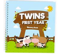Great Newborn Twins by Unconditional Rosie - Un hermoso libro de recuerdos de bebé para documentar el primer año de tu bebé gemelo, regalo perfecto para madres que tienen 2 bebés. Precioso regalo para bebé gemelo: edición de vacas.
