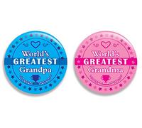 Great North American Button Emporium World's Greatest/Best Grandma and Grandpa - Botones (5,7 cm, 2 unidades)