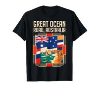 Great Ocean Road Australia Bandera Doce Apóstoles Arte Vintage Camiseta