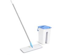 Great Plastic Mopa con Cubo Escurridor, Cabezal Giratorio 360, Microfibra | Todo tipo de suelos, parquet, baldosas y mármol, escurrido sin mojarse las manos, microfibra lavable y reutilizable