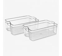 Great Plastic Organizador Frigorífico 315x160x95, Pack 2 | Organizador de alimentos - Compartimentos para la cocina - Transparentes Rectangulares sin BPA