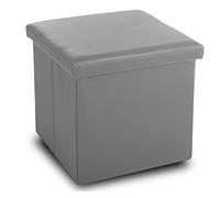 GREAT Puff Taburete para almacenaje Plegable Pack 2 Unidades Carga máxima de 300 kg 38x38x38cm, Otomano Asiento (Pack 2 Unidades, Gris Cuero)