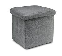 GREAT Puff Taburete para almacenaje Plegable Pack 4 Unidades, Carga máxima de 300 kg 38x38x38cm, Otomano Asiento (Pack 4 Unidades, Gris Tela)