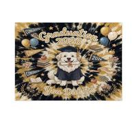 Great Pyrenees Dog Congrats Grad - Rompecabezas de 500 piezas para adultos, rompecabezas impresos de madera dorada y negra, decoraciones de patrón de clase de 2026 para fiestas de entretenimiento
