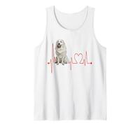 Great Pyrenees Dog Heartbeat ECG Funny My Dogs Are My Cardio Camiseta sin Mangas