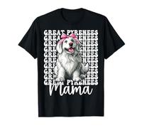 Great Pyrenees Mama Dog Mom Mom Mother's Day Coquette Bow Pink Camiseta