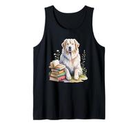 Great Pyrenees Pyrenean Mountain Dog Pyr Book Reading Books Camiseta sin Mangas
