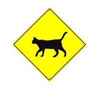 Great Road Sign Cat Symbol Feline Crossing Sign Funny Yellow Diamond Tin Sign Aluminum Metal Sign for Home Decor 12x12 Inch
