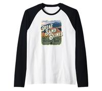 Great Sand Dunes National Park Colorado USA Diseño Vintage Camiseta Manga Raglan