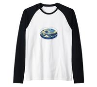 Great Wave and Starry Night Petri Dish Camiseta Manga Raglan