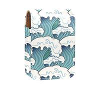 Great Wave - Estuche portátil para pintalabios, mini caja de almacenamiento para pintalabios, estuche organizador de lápiz labial con espejo para mujer, Varios colores, 9.5x2x7 cm/3.7x0.8x2.7 in