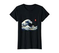 Great Wave Japanese Ukiyo-e Woodblock Art Mount Fuji Camiseta gráfica económica, Mujer, Negro, XS