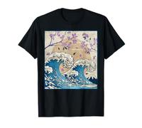 Great Wave Off Kanagawa Cherry Blossom Japanese Aesthetic Camiseta