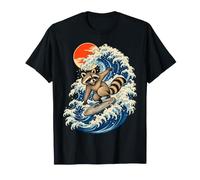 Great Wave Raccoon Japanese Ukiyo-e Art Trash Panda tee Camiseta