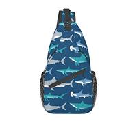 Great White Shark Blue Small Sling Bag para Mujer, Hombre, Bandolera, Mochila, Informal, Senderismo, Mochila, Bolso de Hombro en el Pecho