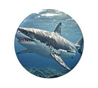Great White Shark Button Pins 5 piezas, 2.4 pulgadas redondo insignias de botón de metal personalizado foto pin botones kit para manualidades, proyectos de fiesta de bricolaje de Navidad