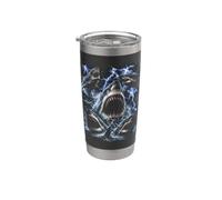 Great White Shark Storm Funny Ocean Animal Marine Graphic Vaso térmico de acero inoxidable de doble pared