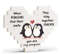 Greatabox Regalos de aniversario de boda para ella, regalo de placa de pingüino para parejas, regalo romántico con texto en inglés "I Love You" para mujeres y hombres, regalos de cumpleaños de San