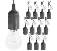 greate 12x Casquillos para bombillas E27 negro con conector rápido - Casquillo E27 in livio de tensión - portalamparas E 27 máx. 60W 250V - portalámparas e27, portabombillas, porta bombillas