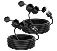 greate 2x alargador electrico 10 Metros de 2 Tomas - Alargadera Impermeable IP44 para Áreas Exteriores - Cable electrico 3500W - Extension lead, alargador enchufe, alargo enchufe, alargadores enchufes