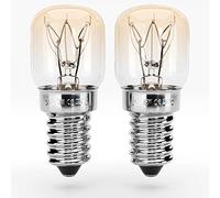 greate. 2x Bombilla para Horno E14 15W - Resistentes hasta 300°C para horno, parrillas, lámpara de sal, microondas - Bombilla Horno 15W 300 grados, T22, 75 Lúmenes & 2700K - Bombillas lampara sal