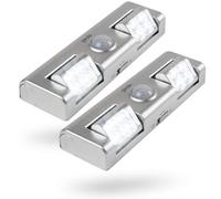 greate. 2x Luz armario sensor movimiento por batería - Luz LED adhesiva para armarios con sensor de movimiento & haz de luz ajustable para armario, cocina bajo mueble y más - Luz LED armario