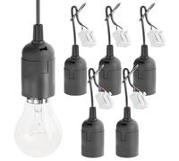 greate 6x Casquillos para bombillas E27 negro con conector rápido - Casquillo E27 in livio de tensión - portalamparas E 27 máx. 60W 250V - portalámparas e27, portabombillas, porta bombillas