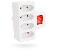 greate - Adaptador de 4 tomas con interruptor de hasta 2300 W, adaptador de enchufe 4 x sin cable, toma cuádruple, toma sin cable