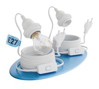 Greate. Casquillo 2x E27 Con Interruptor y Cable Blanco 5 Metros - Lámparas de Techo Cable Largo Con Enchufe Máximo 60W 250V - Portalámparas