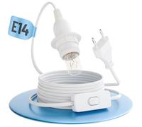 greate Portalámparas E14 con cable y interruptor blanco 3,5 metros - cable con interruptor y enchufe máximo 60W 250V - casquillo con interruptor, portalamparas, porta lamparas