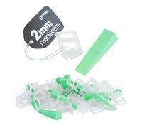 greate Sistema de niveladores de azulejos de 1100 Piezas 2mm - Ayuda para Colocación de Azulejos con 1000 Lengüetas y 100 Cuñas para azulejo - cuñas niveladoras suelo, cuñas para alicatado