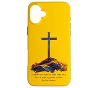 Greater Love Hath No Man Than This - John 15:13 Jesus Cross Carcasa para iPhone 16 Plus