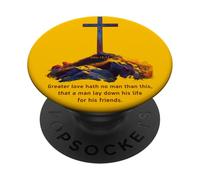 Greater Love Hath No Man Than This - John 15:13 Jesus Cross PopSockets PopGrip Adhesivo