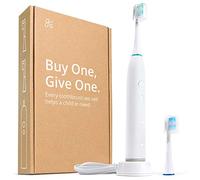 GreaterGoods Sonic cepillo de dientes eléctrico, kit de cuidado bucal recargable para el hogar con cargador de batería y soporte, 4 modos de cepillo de dientes y cabezales de repuesto incluidos (blanco)