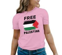 GREATFITS Camiseta para mujer con la bandera de Palestina libre de Gaza Palestina, Rosa claro, S