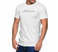 Greatfits Fight Like Ukrainians Zelensky - Camiseta con cuello en V para hombre, blanco, XL