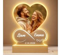 Greatminer Marco de Fotos Personalizado con Foto y Nombres - Portafotos de Metacrilato con Luz LED - Regalos Originales San Valentín Aniversario Mujer Hombre Novia Novio Pareja