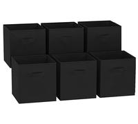 GREATOOL Caja de Almacenaje Plegable, Pack 6 Unidades, 31x31x31cm, Cajas organizadoras en Tela, Caja para organizar Ropa, Juguetes y Sábanas en Armarios (6 Unidades, Negro)