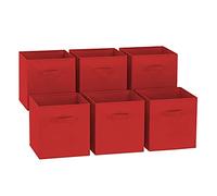 GREATOOL Caja de Almacenaje Plegable, Pack 6 Unidades 31x31x31cm, Cajas organizadoras en Tela, Caja para organizar Ropa, Juguetes y Sábanas en Armarios (6 Unidades, Rojo)
