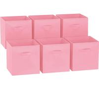 GREATOOL Caja de Almacenaje Plegable, Pack 6 Unidades, 31x31x31cm, Cajas organizadoras en Tela, Caja para organizar Ropa, Juguetes y Sábanas en Armarios (6 Unidades, Rosa)