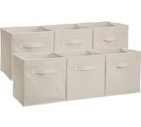 GREATOOL Caja de Almacenaje Plegable, Pack 6 Unidades de 31x31x31cm, Cajas organizadoras en Tela, Caja para organizar Ropa, Juguetes y Sábanas en Armarios (6 Unidades, Lino)