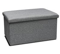 GREATOOL Puff Taburete Plegable de Almacenaje Otomano con Tapa 76 x 38 x 38 cm, Taburete Plegable para Almacenaje (Pack 1 Unidad, Gris Polyester)