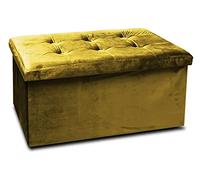 GREATOOL Puff Taburete Plegable de Almacenaje Otomano con Tapa 76 x 38 x 38 cm, Taburete Plegable para Almacenaje (Pack 1 Unidad, Mostaza Treciopelo)